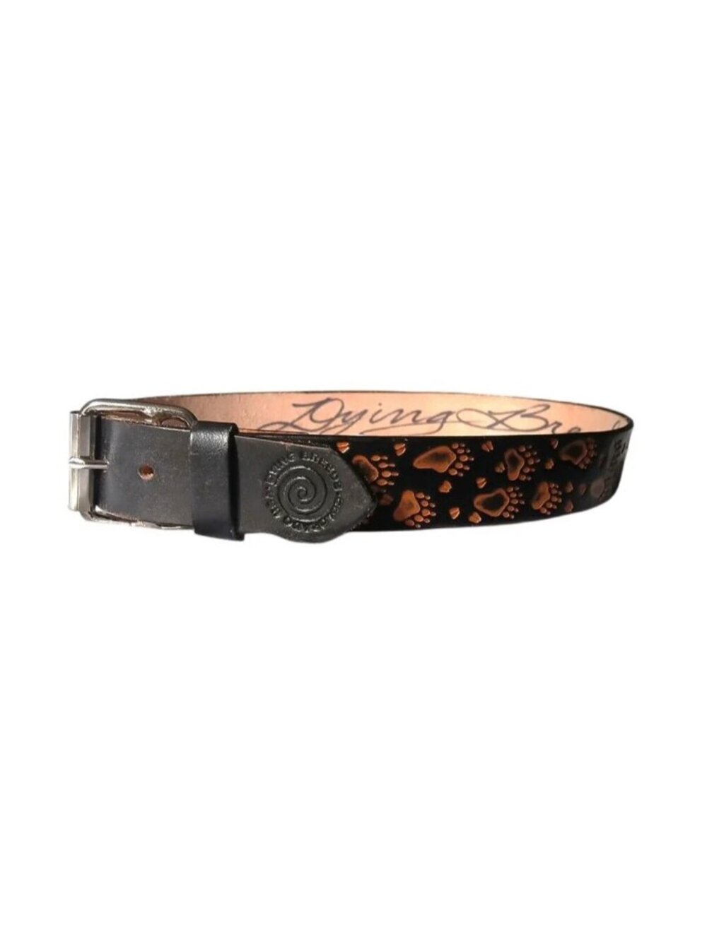 Dying Breeds Leather Belt XS-Small Bear Tracks Handmade in USA  Antique Black